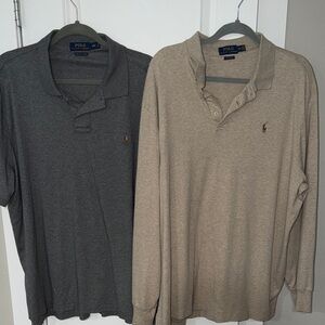 Polo by Ralph Lauren Men's short & Long Sleeve Polos - Dark Gray and Beige